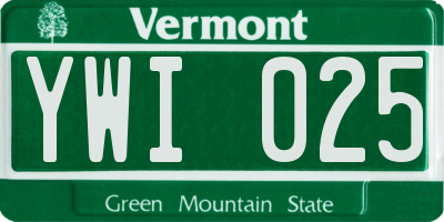 VT license plate YWI025