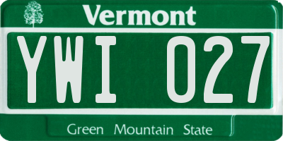 VT license plate YWI027