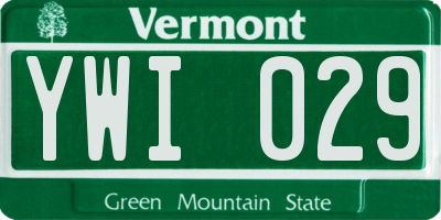 VT license plate YWI029