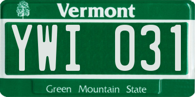 VT license plate YWI031