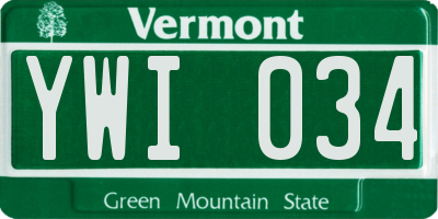 VT license plate YWI034