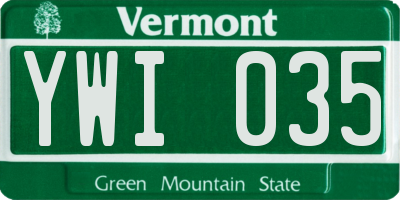 VT license plate YWI035
