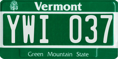 VT license plate YWI037
