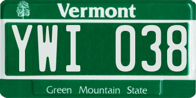 VT license plate YWI038
