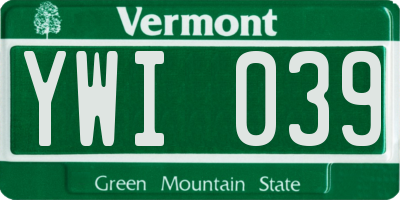 VT license plate YWI039