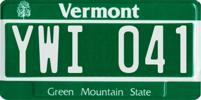 VT license plate YWI041