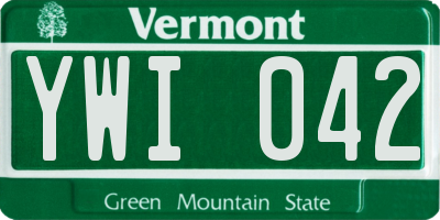 VT license plate YWI042