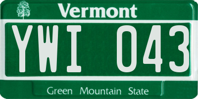 VT license plate YWI043