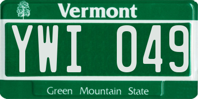 VT license plate YWI049