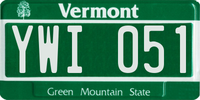 VT license plate YWI051