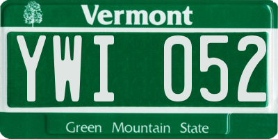 VT license plate YWI052