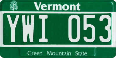 VT license plate YWI053