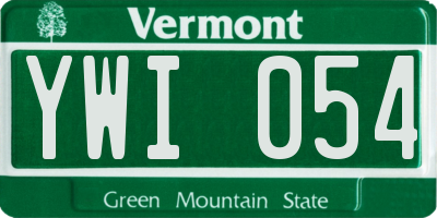 VT license plate YWI054