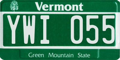 VT license plate YWI055