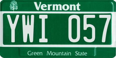 VT license plate YWI057