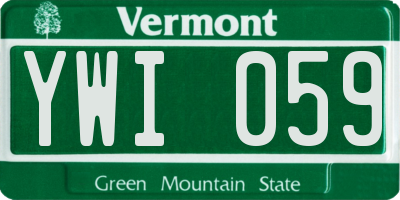 VT license plate YWI059