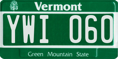 VT license plate YWI060