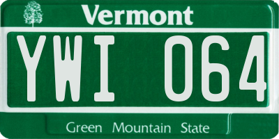 VT license plate YWI064