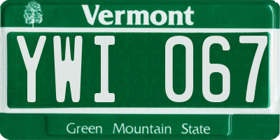 VT license plate YWI067