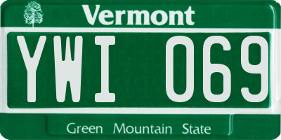 VT license plate YWI069