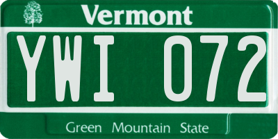 VT license plate YWI072