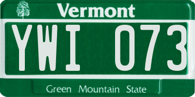 VT license plate YWI073