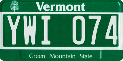 VT license plate YWI074