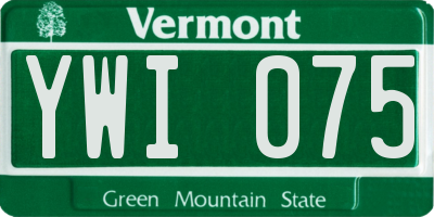 VT license plate YWI075