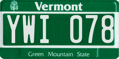 VT license plate YWI078