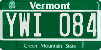 VT license plate YWI084