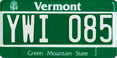 VT license plate YWI085