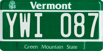 VT license plate YWI087