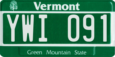 VT license plate YWI091