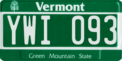 VT license plate YWI093