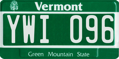 VT license plate YWI096