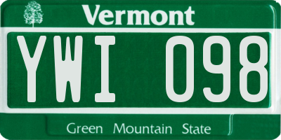VT license plate YWI098
