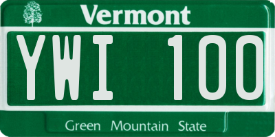 VT license plate YWI100