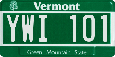 VT license plate YWI101