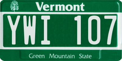 VT license plate YWI107