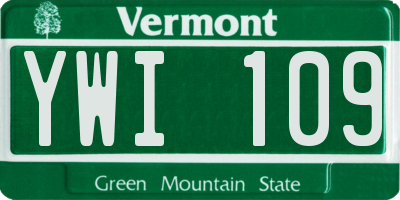 VT license plate YWI109