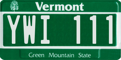 VT license plate YWI111