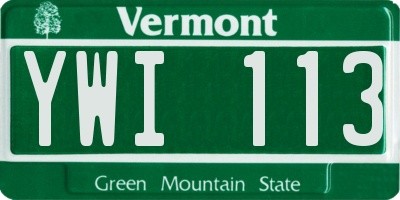 VT license plate YWI113