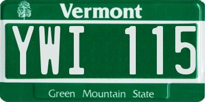 VT license plate YWI115