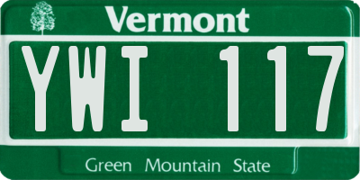 VT license plate YWI117