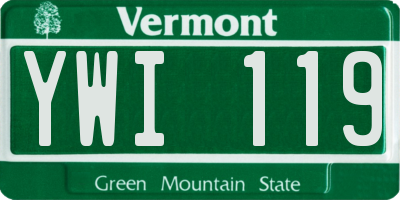 VT license plate YWI119