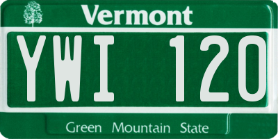 VT license plate YWI120