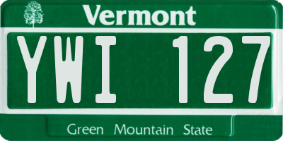 VT license plate YWI127