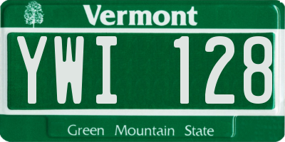 VT license plate YWI128