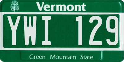 VT license plate YWI129