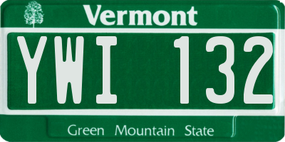 VT license plate YWI132
